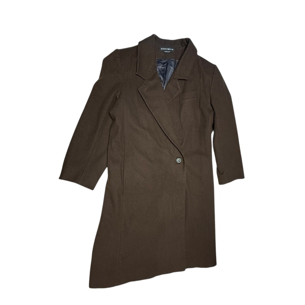 DONNYBROOK Women's Brown Wool Blend Blazer Style Coat Button‎ Front